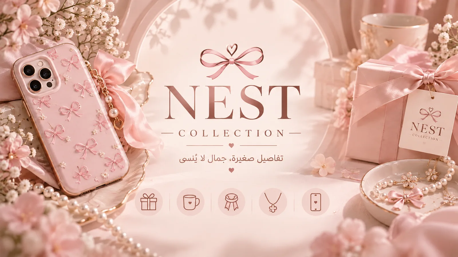 تصميم NEST بتفاصيل وردية أنيقة